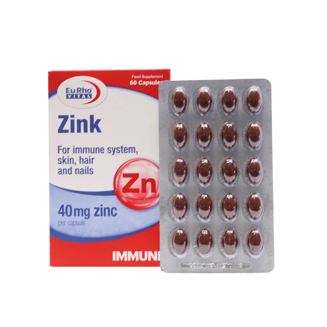 کپسول زینک 40 میلی گرم یوروویتال 60 عدد