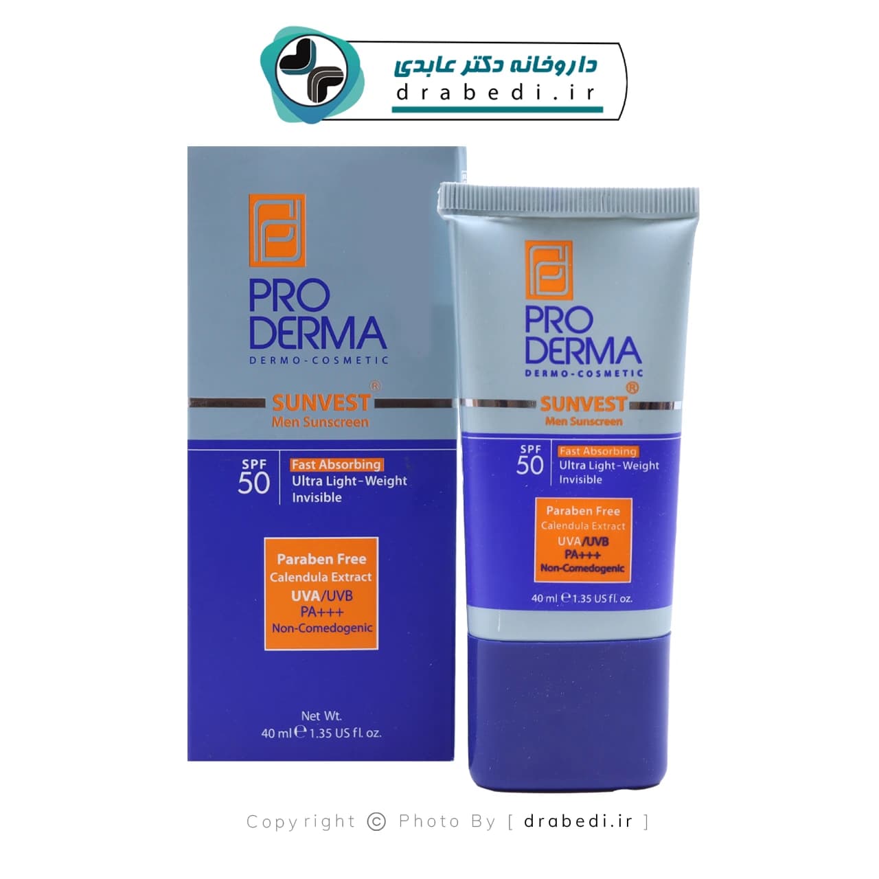 کرم ضد آفتاب فاقد چربی آقایان SPF 50 پرودرما 40 میلی لیتر — تصویر ۱۱
