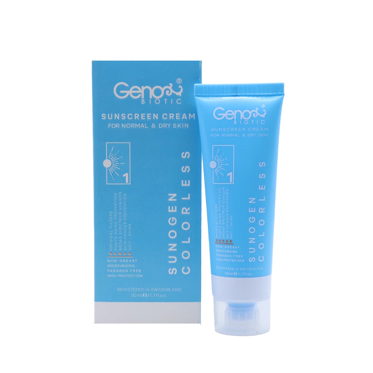 کرم ضد آفتاب بی رنگ spf 50 ژنوبایوتیک 50 میلی لیتر — تصویر ۷