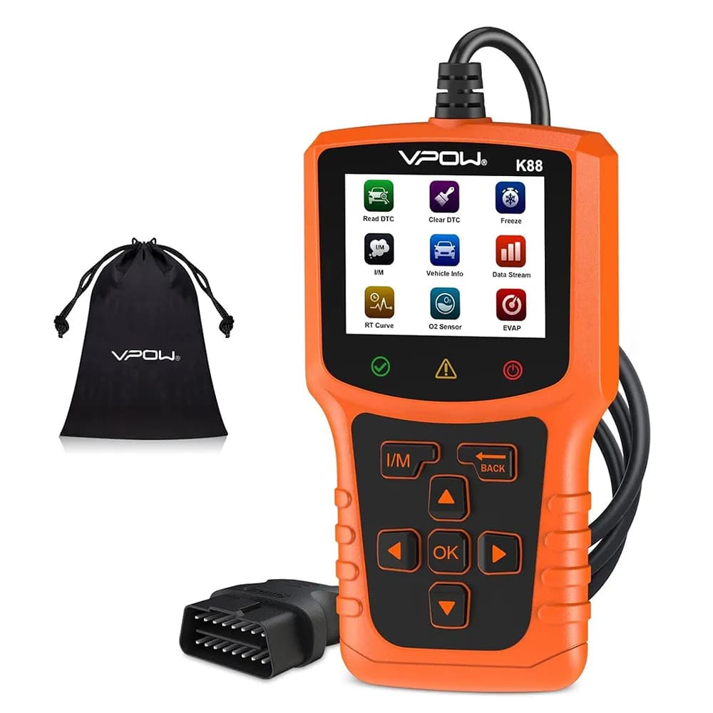 دستگاه دیاگ خودرو OBD2 چندبرندی با صفحه‌نمایش رنگی ۲.۸ اینچی و قابلیت خواندن اطلاعات لحظه‌ای برند VPOW مدل K88