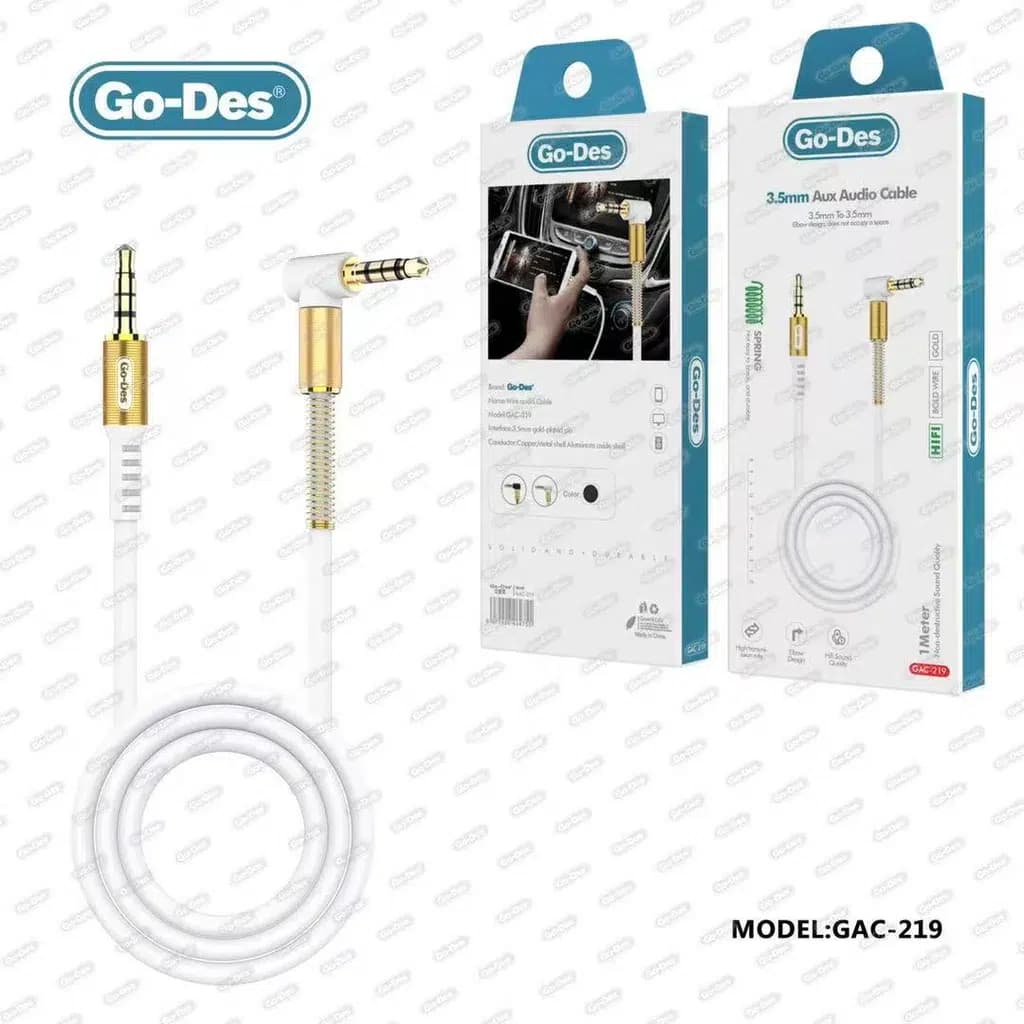 کابل صوتی Go-Des مدل GAC-219 | کابل AUX تایپ سی به جک 3.5mm | طراحی زاویه‌دار 90 درجه | طول 1 متر | صدای استریو بدون نویز | مناسب برای گوشی و اسپیکر — تصویر ۳