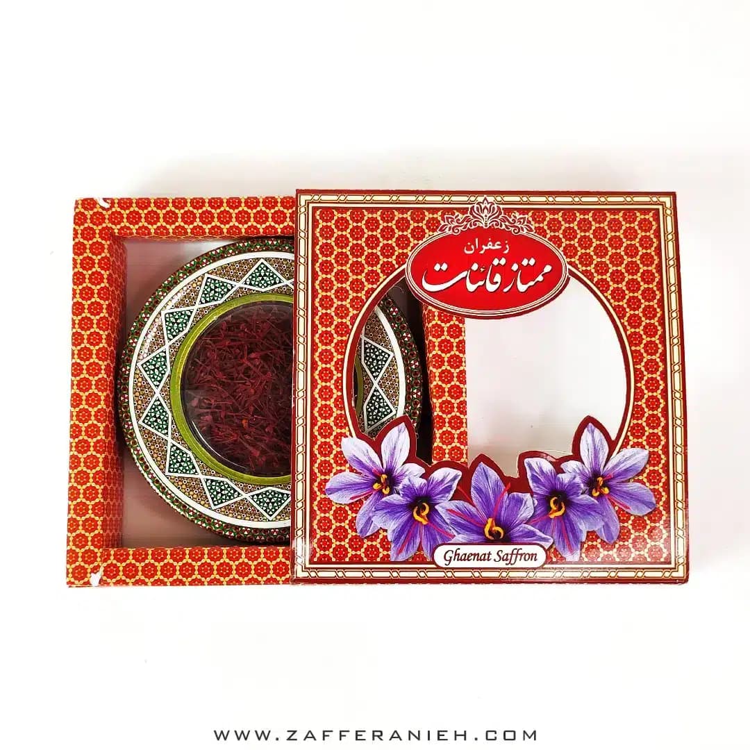 زعفران سوپر نگین اتویی نیم مثقالی با ظرف خاتم