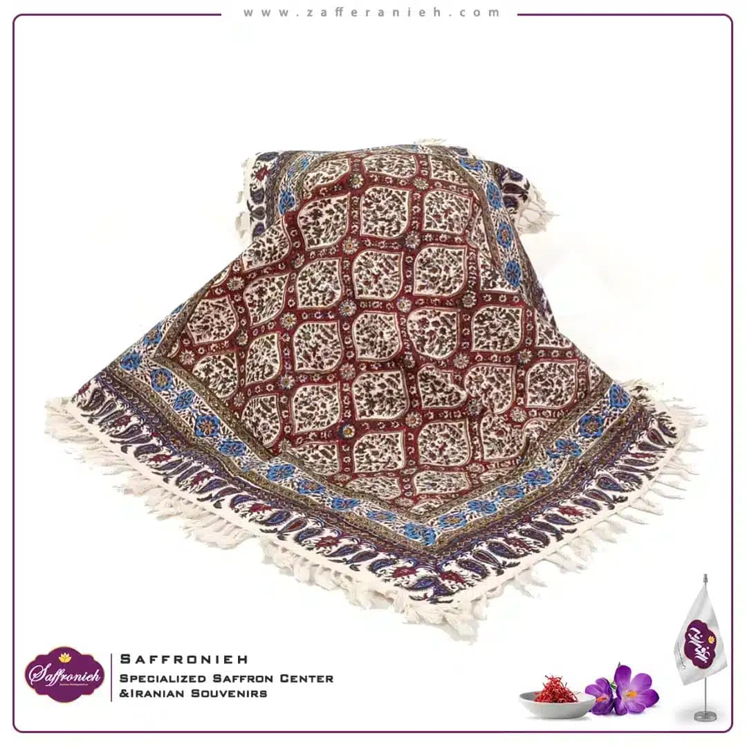 رومیزی قلمکار سنتی مربع – طرح FM21 — تصویر ۳
