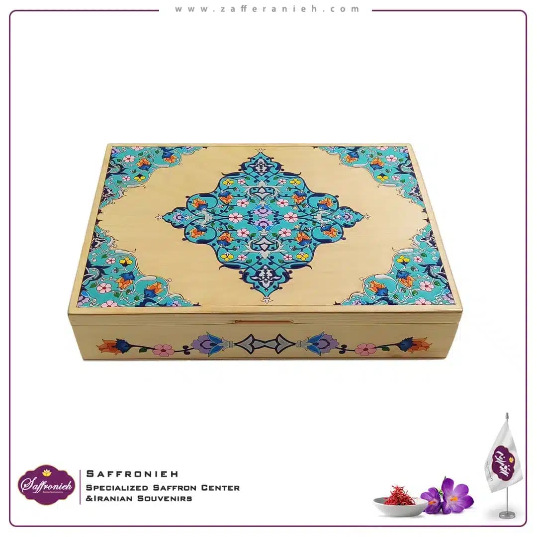 جعبه دست ساز چوبی نقاشی مدل ماهرخ — تصویر ۷