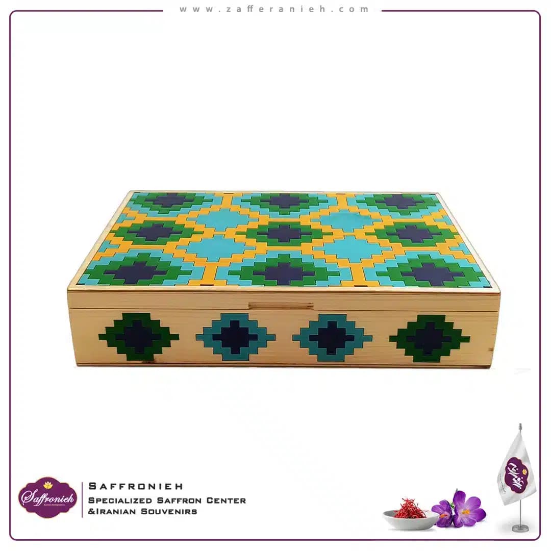 جعبه دست ساز چوبی نقاشی مدل ماهرخ — تصویر ۳
