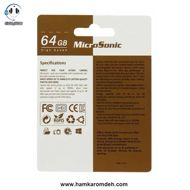 رم میکرو 64 گیگ U3 میکروسونیک (MicroSonic) — تصویر ۴
