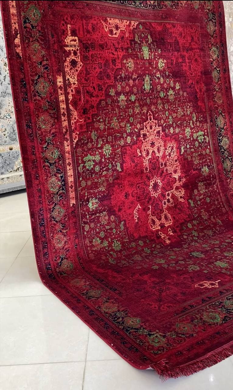فرش عروس 1200 شانه تراکم 3600 نقشه 1220 رنگ لاکی قرمز مدرن تمام اکریلیک — تصویر ۳
