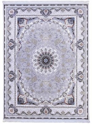 فرش نگین مشهد 1500شانه تراکم 4500 طرح 1504 نقره ای + ارسال رایگان