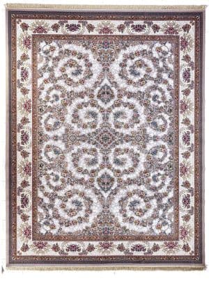 فرش نگین مشهد 1000 شانه تراکم 3000 طرح 1011 نقره ای کرم + ارسال رایگان
