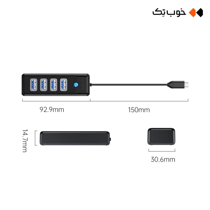 هاب USB Type-C اوریکو 4 پورت مدل PW4U-C3 — تصویر ۹