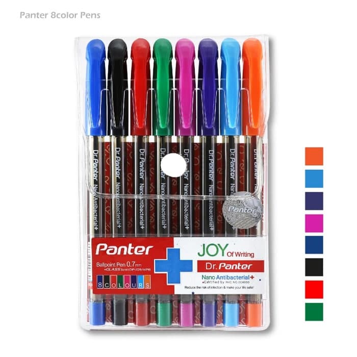 بسته 8 رنگ خودکار پنتر نوک 0.7mm نانو آنتی باکتریال