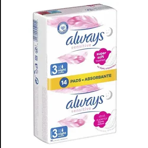 نوار بهداشتی آلویز سنسیتیو شبانه سایز ۳ – بسته 14 عددی Always Ultra Sensitive — تصویر ۲
