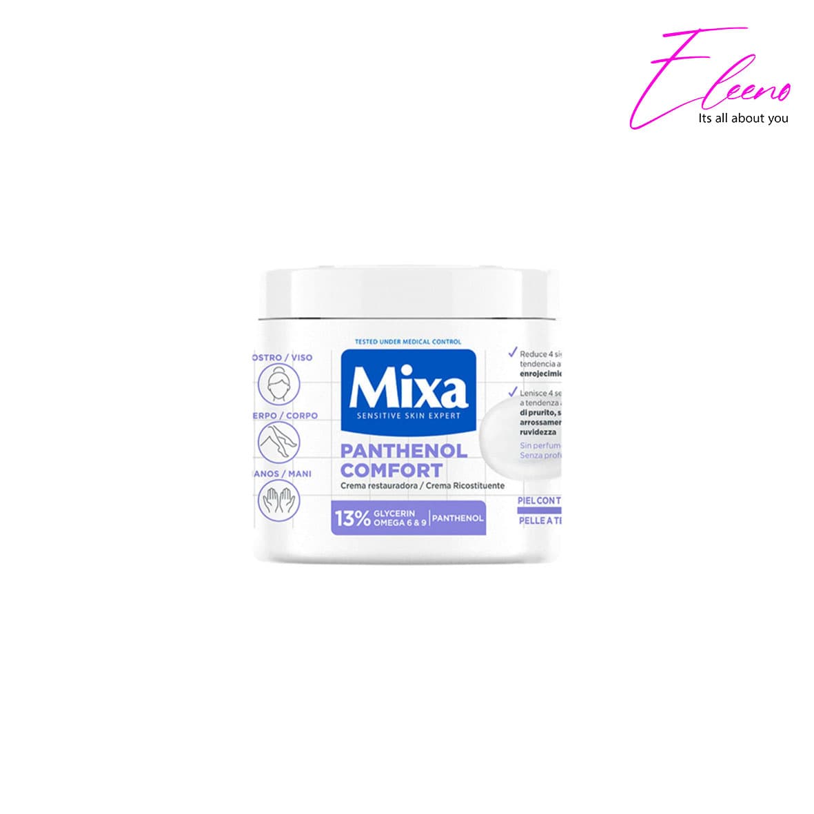 کرم ترمیم‌کننده و ضد خارش پانتنول میکسا 400 میل Mixa Panthenol Comfort — تصویر ۳