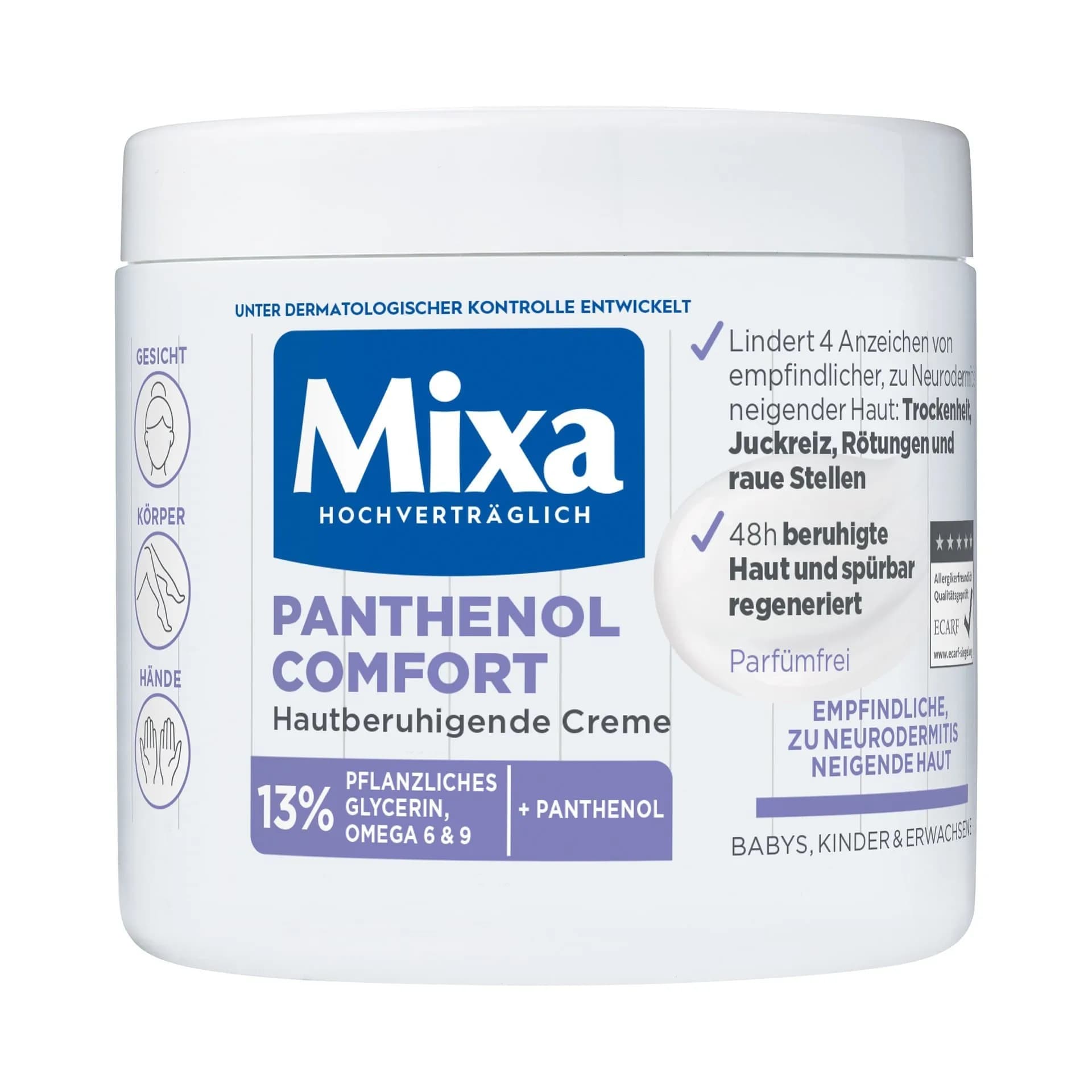 کرم ترمیم‌کننده و ضد خارش پانتنول میکسا 400 میل Mixa Panthenol Comfort — تصویر ۵