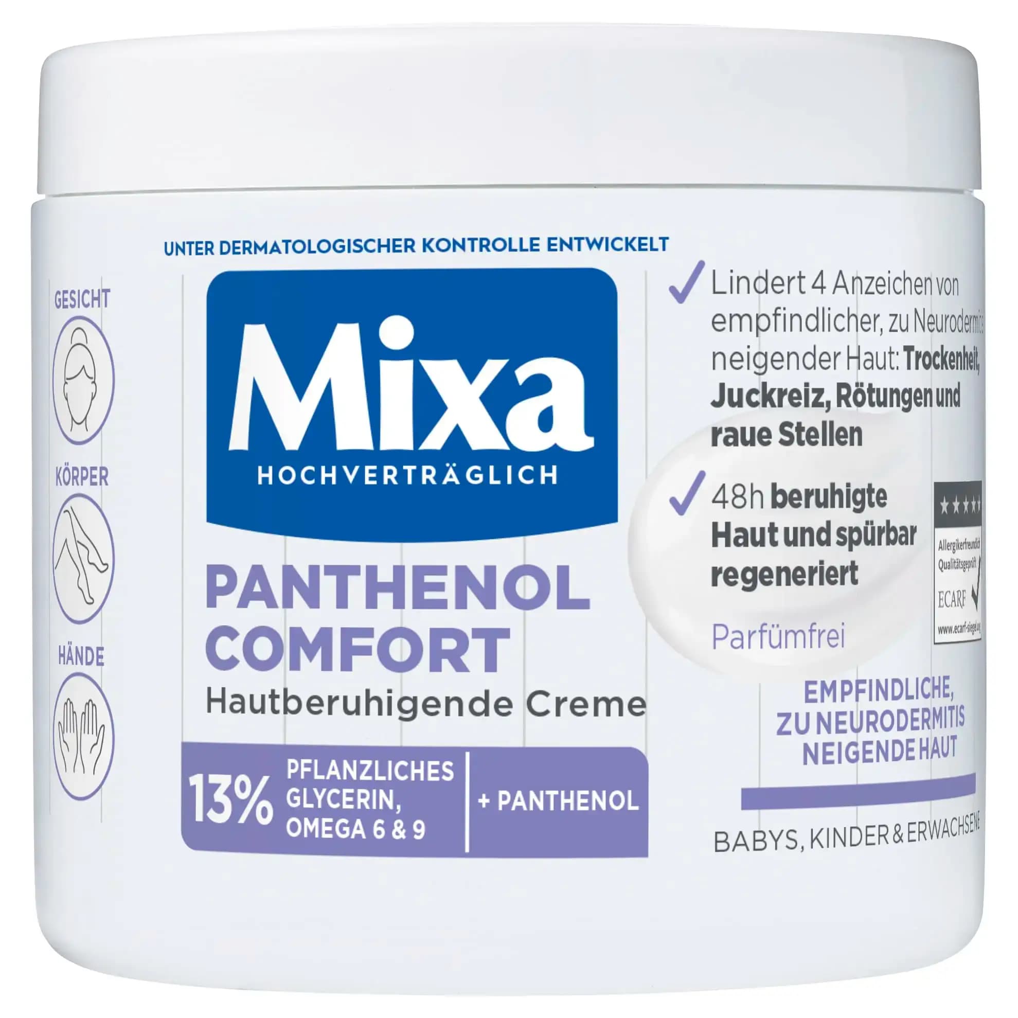 کرم ترمیم‌کننده و ضد خارش پانتنول میکسا 400 میل Mixa Panthenol Comfort