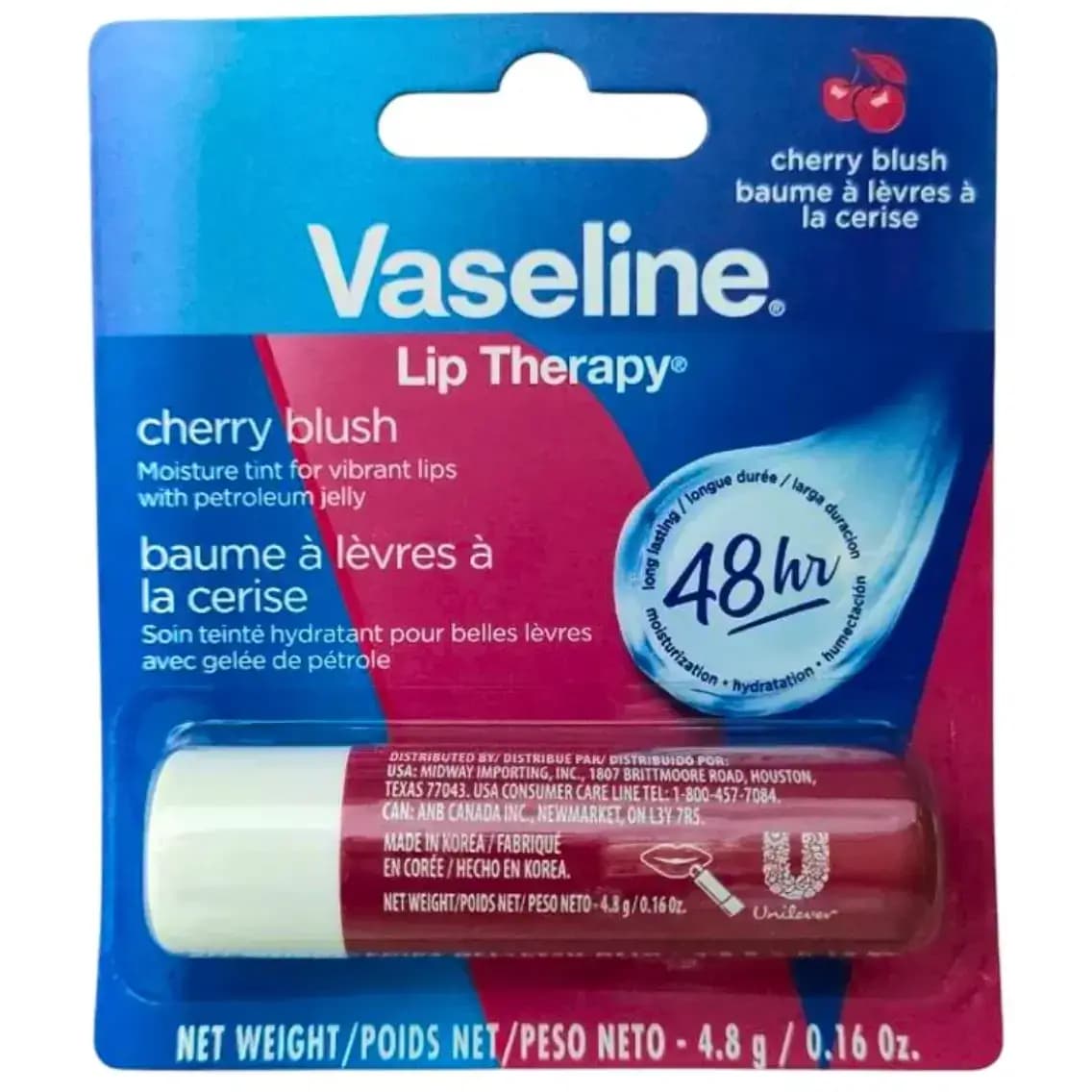 بالم لب استیکی وازلین گیلاس | مرطوب کننده ۴.۸ گرم Vaseline Lip Therapy Stick Cherry Blush