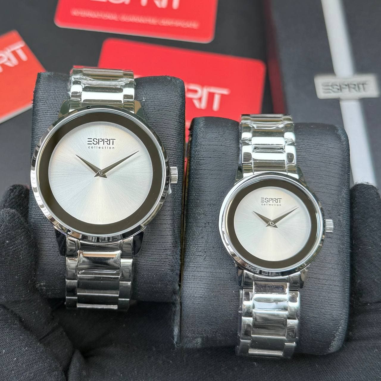 ست ساعت زنانه و مردانه مارک اسپریت صفحه گرد بند استیل در رنگ بندی متنوع و شیک کد 2117574