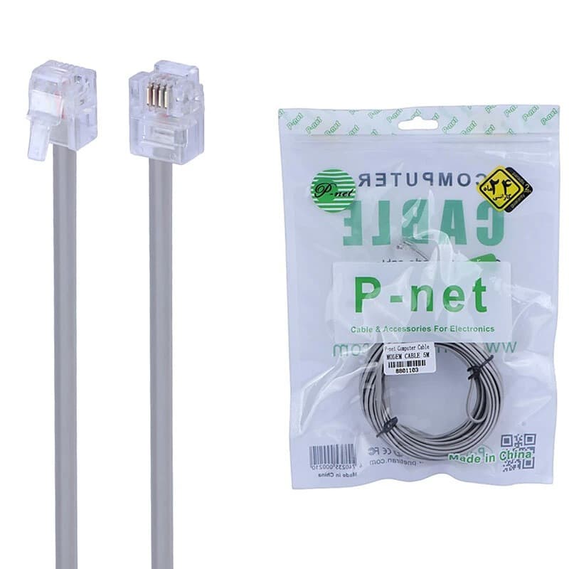 کابل سوکت خورده تلفن 5m برند p-net