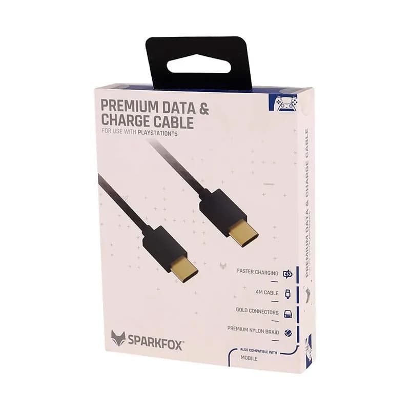 کابل شارژ تایپ سی دسته بازی PS5 مدل Sparkfox W20P501 به طول 4 متر — تصویر ۴