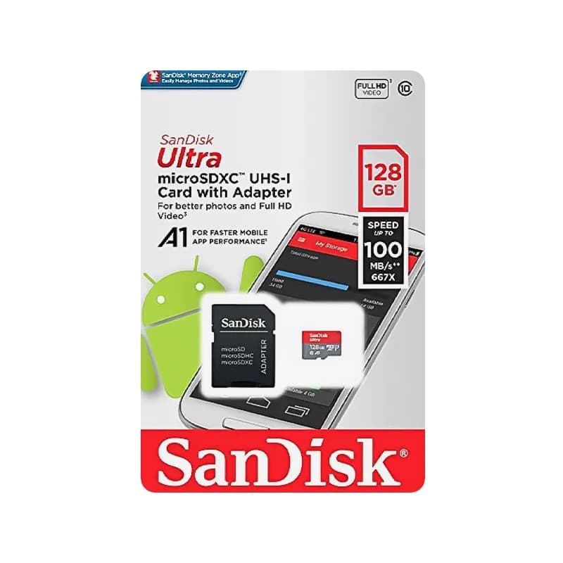 کارت حافظه MicroSDXC سن دیسک 667x کلاس 10 ظرفیت 128 گیگابایت + خشاب