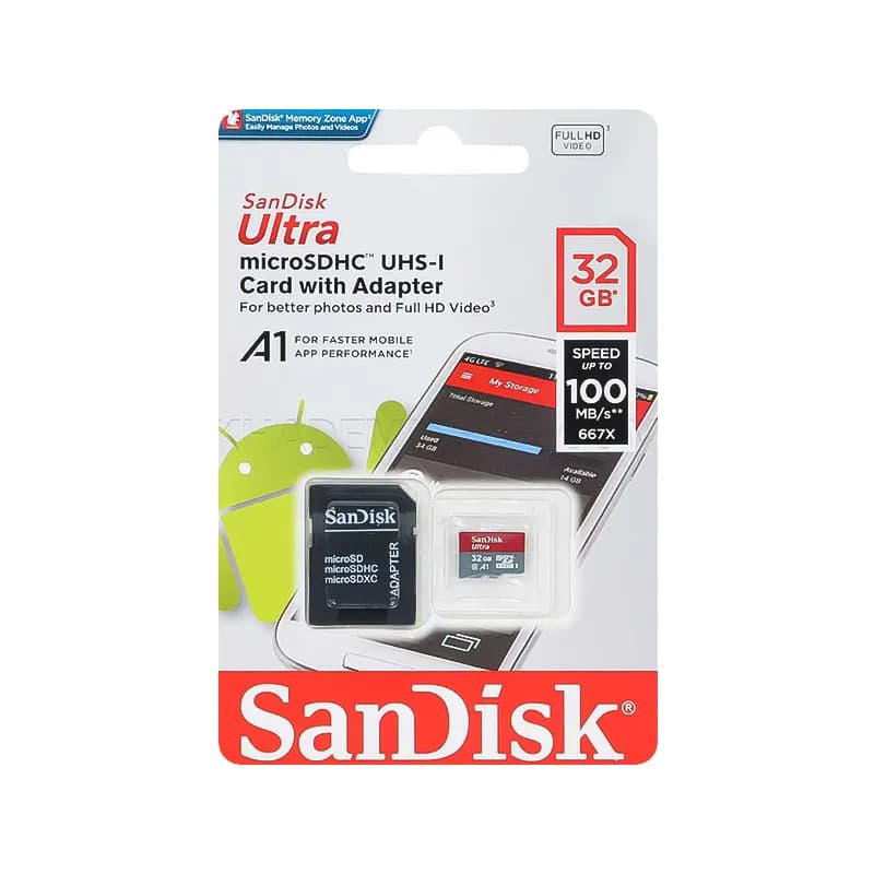 کارت حافظه MicroSDHC سن دیسک مدل 667x کلاس 10 ظرفیت 32 گیگابایت + خشاب — تصویر ۴