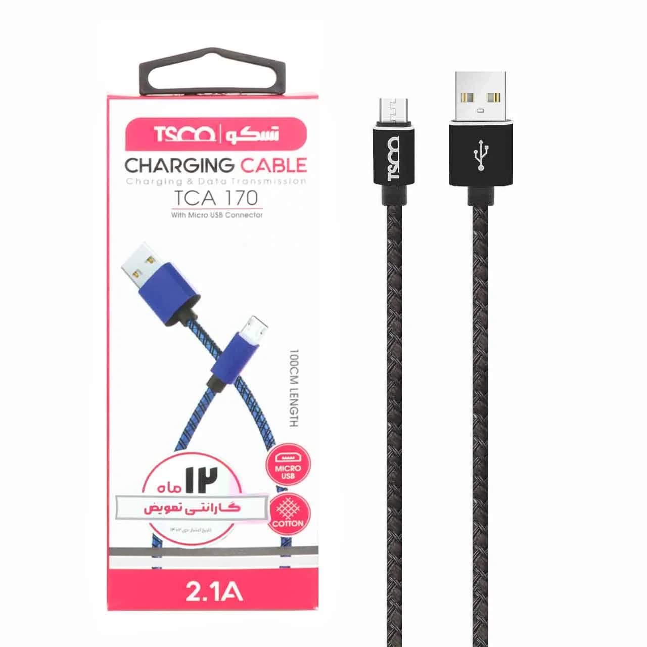 کابل شارژ و دیتا فست کنفی اندروید TSCO مدل TCA 170 – مشکی(گارانتی 12 ماهه TSCO ) — تصویر ۵
