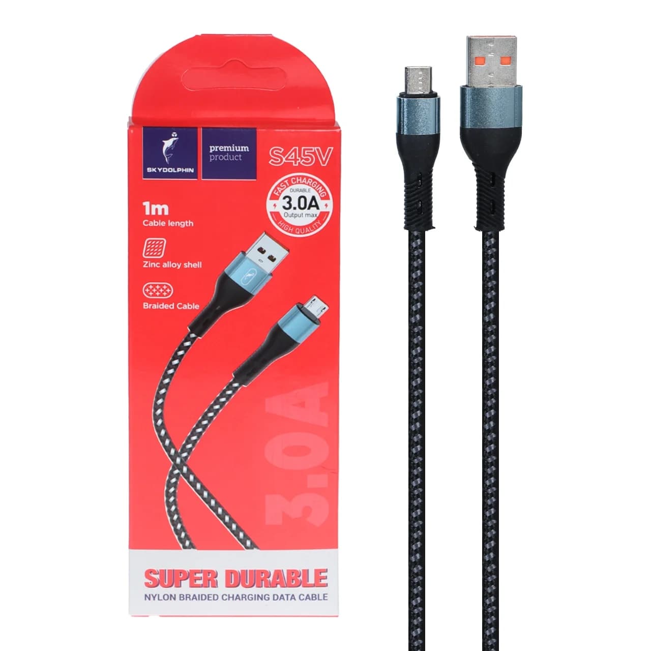 کابل شارژ فست اندروید SKY DOLPHIN مدل S45V – مشکی سبز – TCO — تصویر ۳