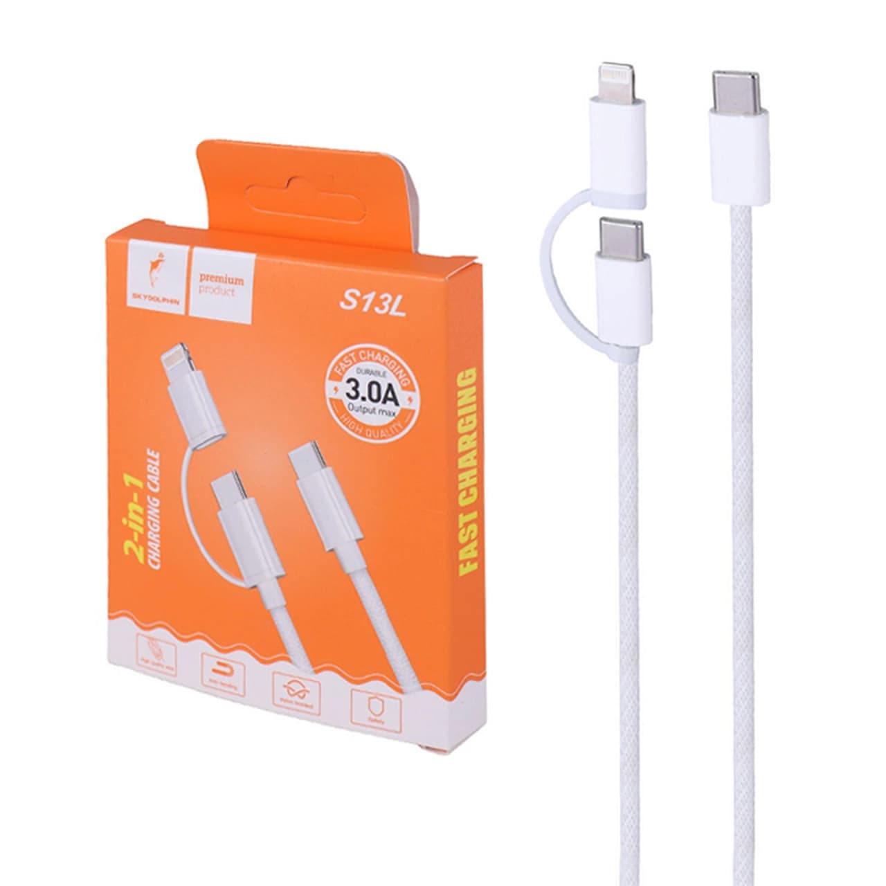 کابل شارژ 2 کاره فست SKY DOLPHIN مدل S13L – سفید – TCO — تصویر ۴