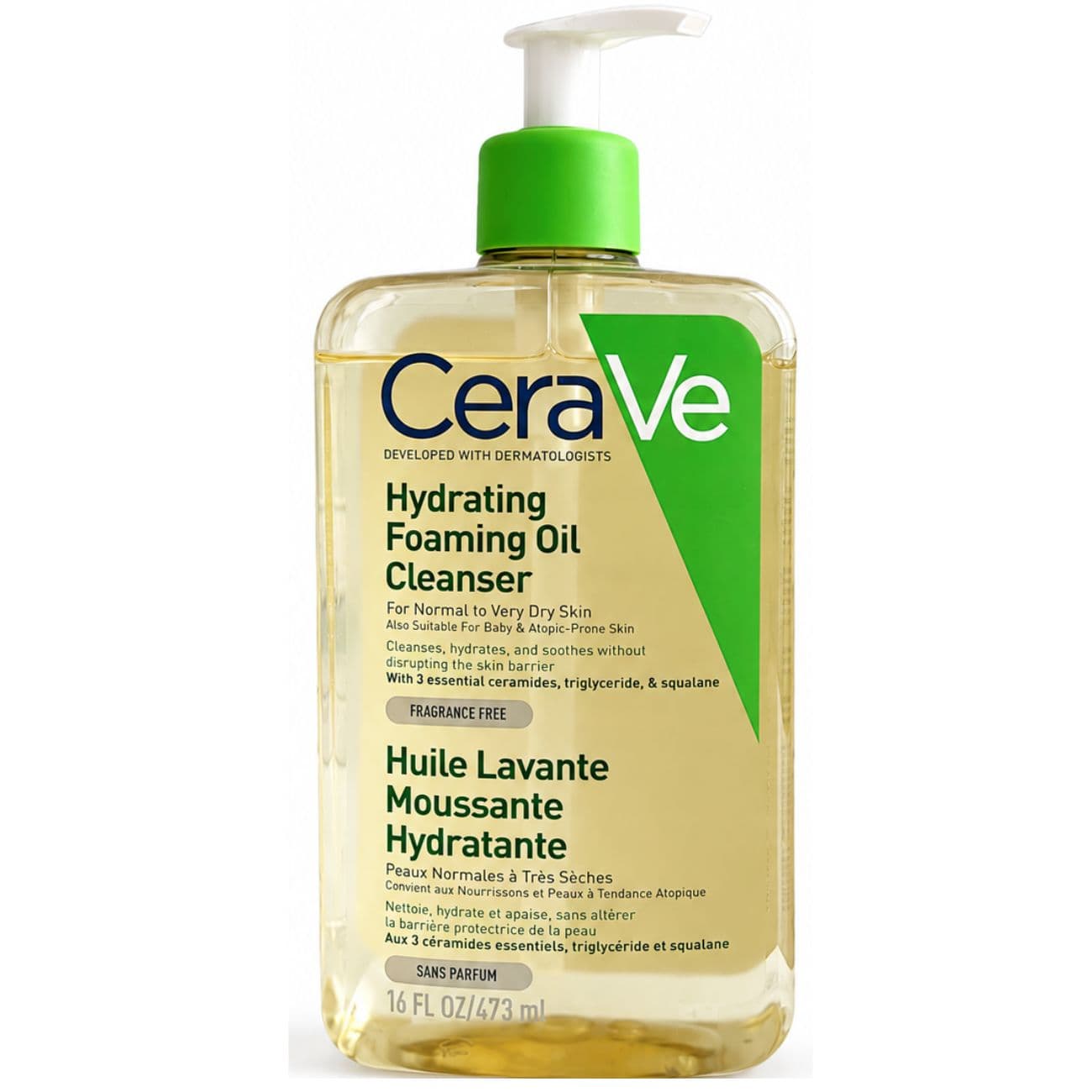 فوم شست و شو روغنی و آبرسان صورت سراوی CeraVe مدل Hydrating Foaming Oil Cleanser حجم 473ml