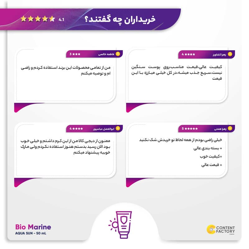 کرم ضدآفتاب بیرنگ بایومارین SPF50 مدل AQUA SUN، مناسب پوستهای خشک، حجم 50 میلیلیتر — تصویر ۵