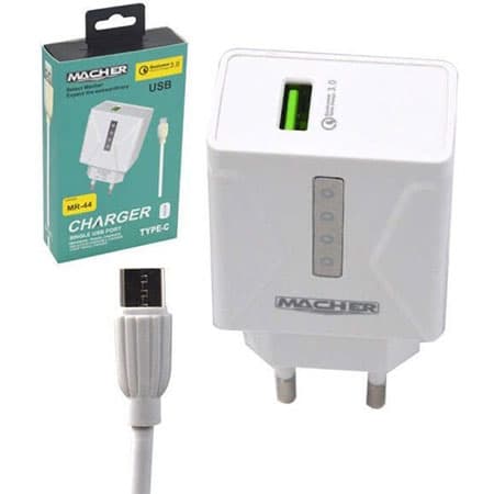 فست شارژر دیواری مچر مدل MR-44 به همراه کابل USB-C — تصویر ۷