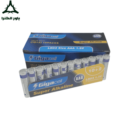 باتری نیم قلمی 1.5V سوپر آلکالاین گیگاسل Gigacell | بسته شیرینگ 60 عددی — تصویر ۴