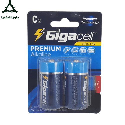باتری پریمیوم آلکالاین 1.5V سایز C گیگاسل Gigacell | کارت 2 عددی — تصویر ۴