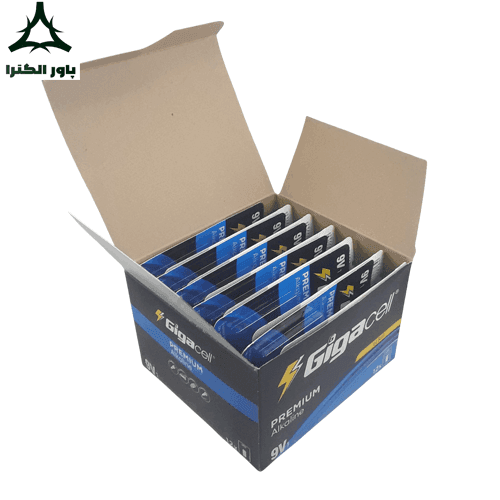 باتری پریمیوم آلکالاین کتابی 9V گیگاسل Gigacell | بسته 12 کارتی — تصویر ۳