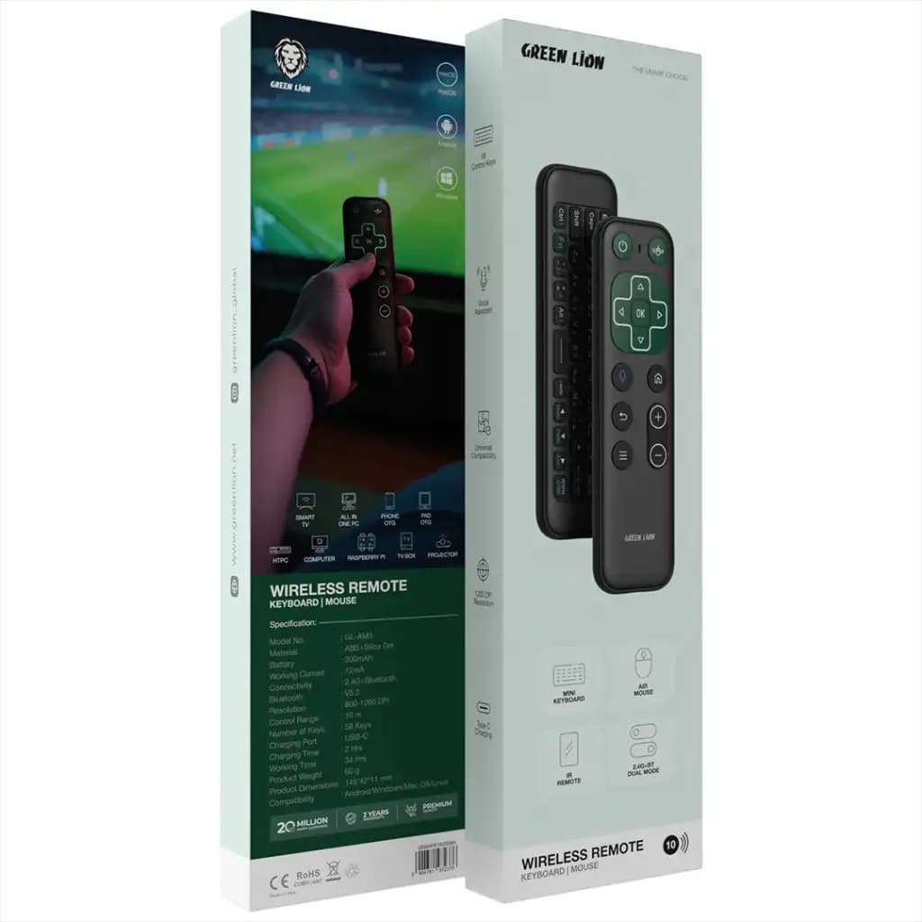 ریموت کنترل با کیبورد و ماوس بی‌سیم گرین لاین مدل GNWIRKYMS5BK — تصویر ۴