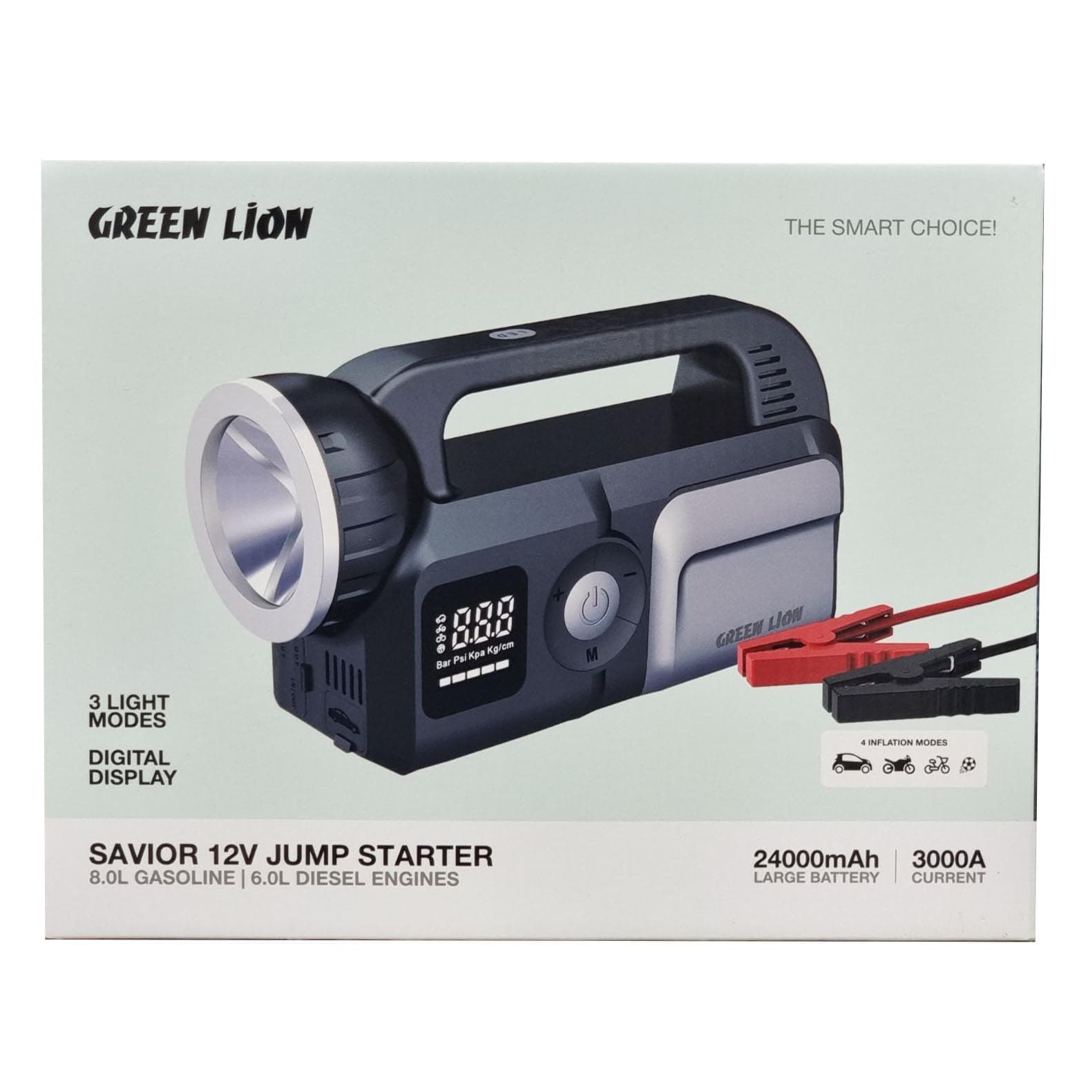 جامپ استارتر گرین لاین Savior 3000A و پمپ باد ظرفیت 24000 میلی آمپر — تصویر ۱۱