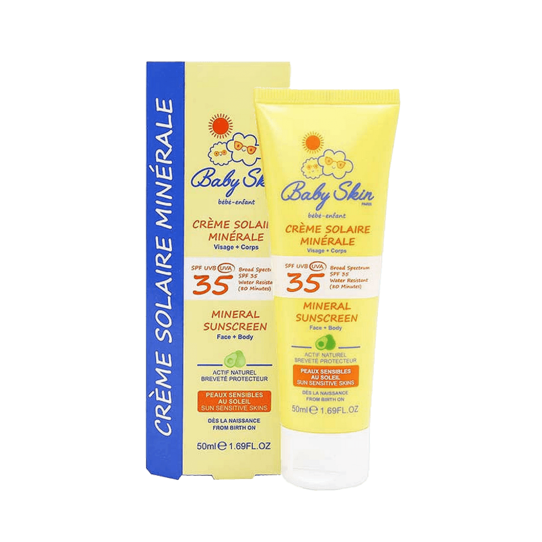 کرم ضد آفتاب بدن و صورت کودک مینرال SPF35 بیبی اسکین — تصویر ۵