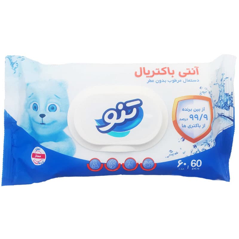 دستمال مرطوب تنو مدل T60 بسته 60 عددی — تصویر ۲
