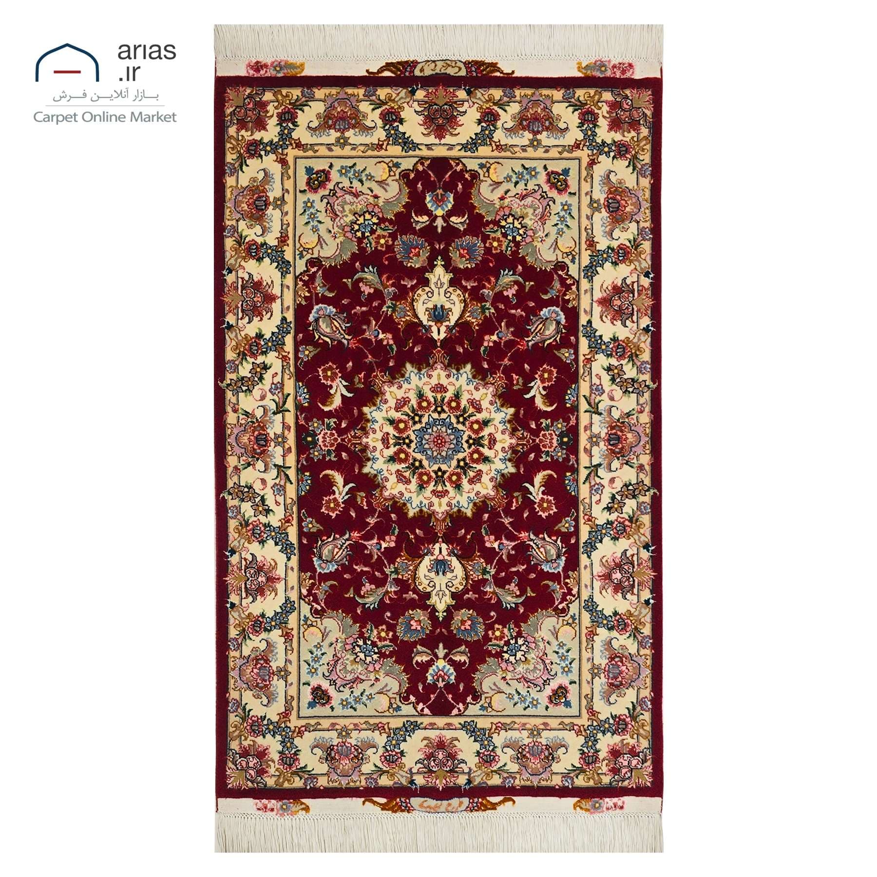 فرش دستباف ذرع چارک نقشه علیا چله نخ گل ابریشم بافت تبریز کد D11124T