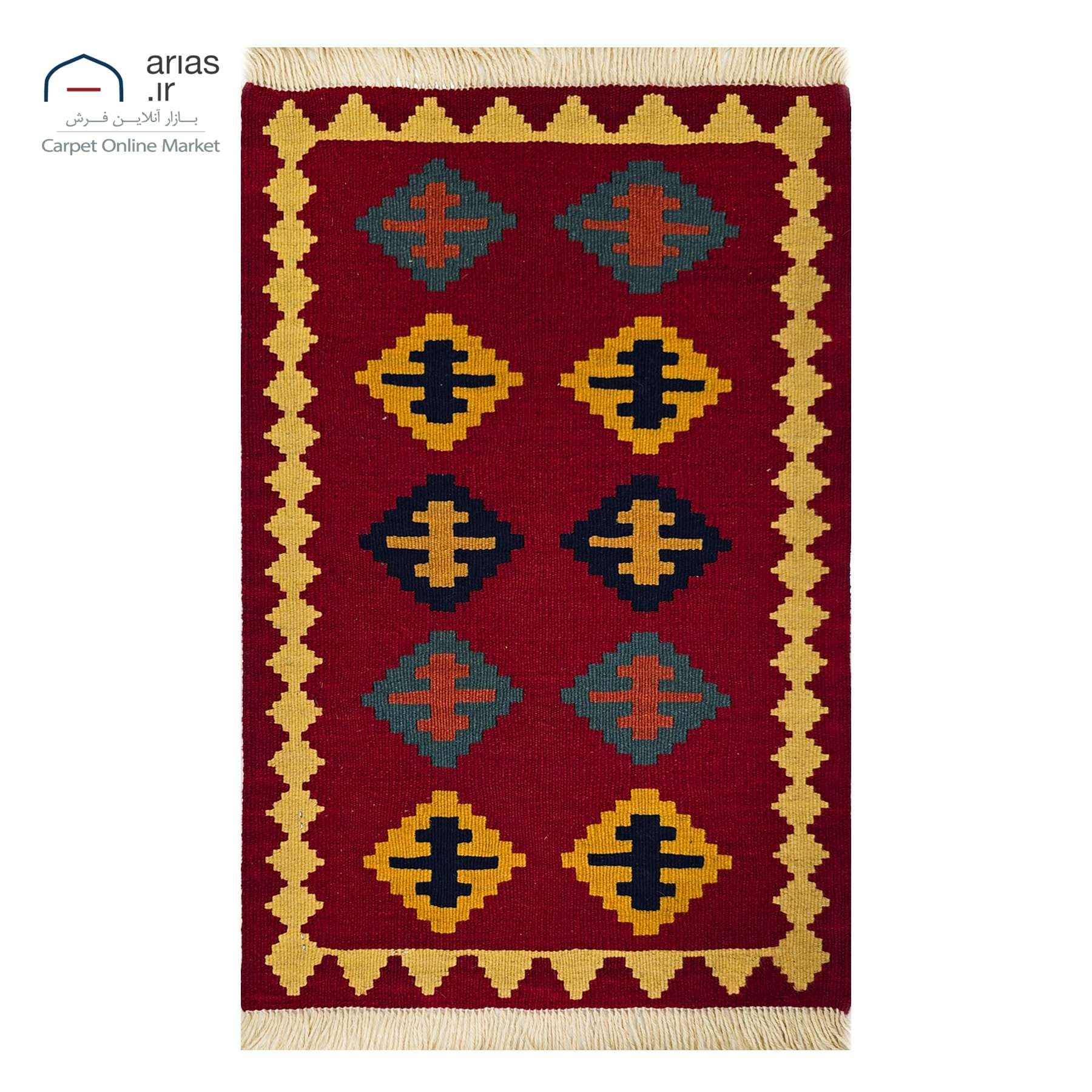بچه گلیم دستباف زمینه لاکی کد D14032A