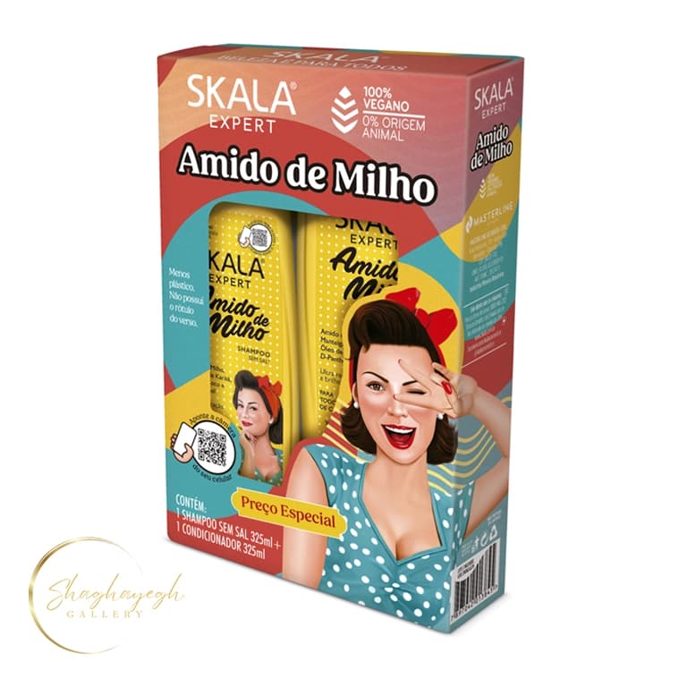 ست شامپو و نرم کننده آبرسان و نرم کننده نشاسته ذرت اسکالا 325 میلی لیتر Skala Expert Amido de Milho Shampoo & Conditioner Set 325ml