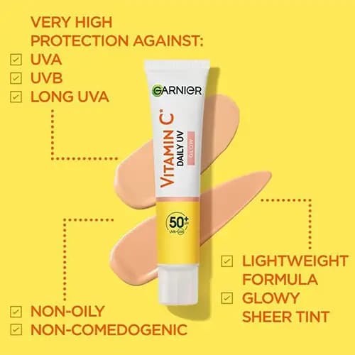 ضد آفتاب فلوئیدی ویتامین سی گارنیر – رنگی SPF50 — تصویر ۵