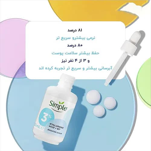 سرم آبرسان هیالورونیک اسید و ویتامین B5 سیمپل ۳۰ میل — تصویر ۴