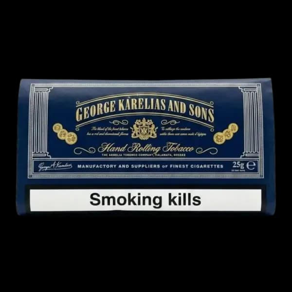 توتون سیگار جرج کارلیاس و پسران سرمه ای George Karelia’s and sons dark blue rolling tobacco — تصویر ۲