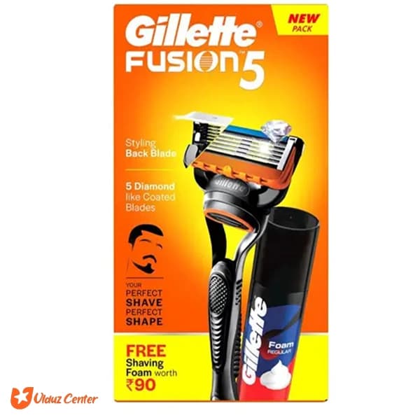 دسته تیغ ژیلت فیوژن 5 تیغ به همراه 1 تیغ اصلاح و فوم اصلاح