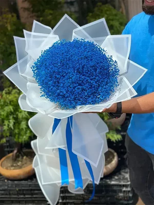 دسته گل ژیپسوفیلا آبی با ارسال سه ساعته