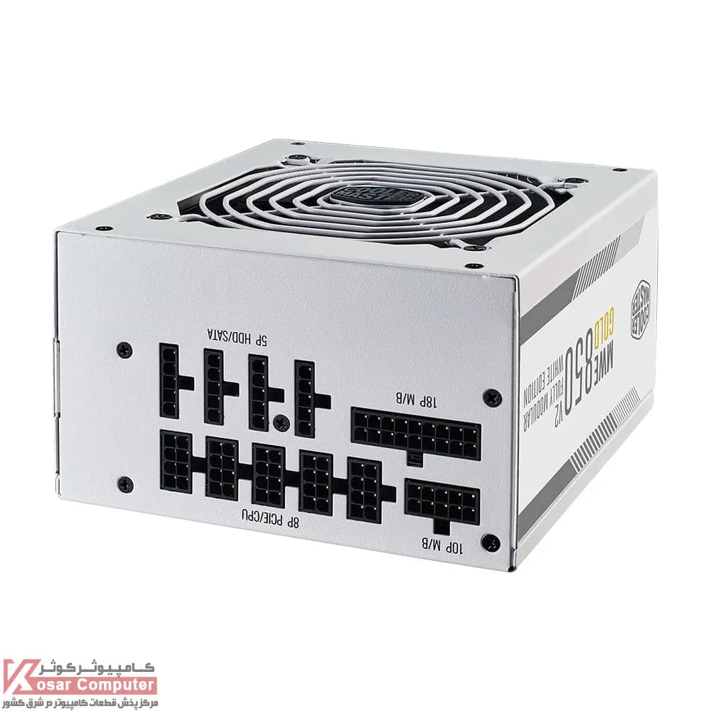 پاور کولر مستر سفید فول ماژولار 850 وات مدل MWE Gold 850 V2 ATX 3.0 White — تصویر ۳