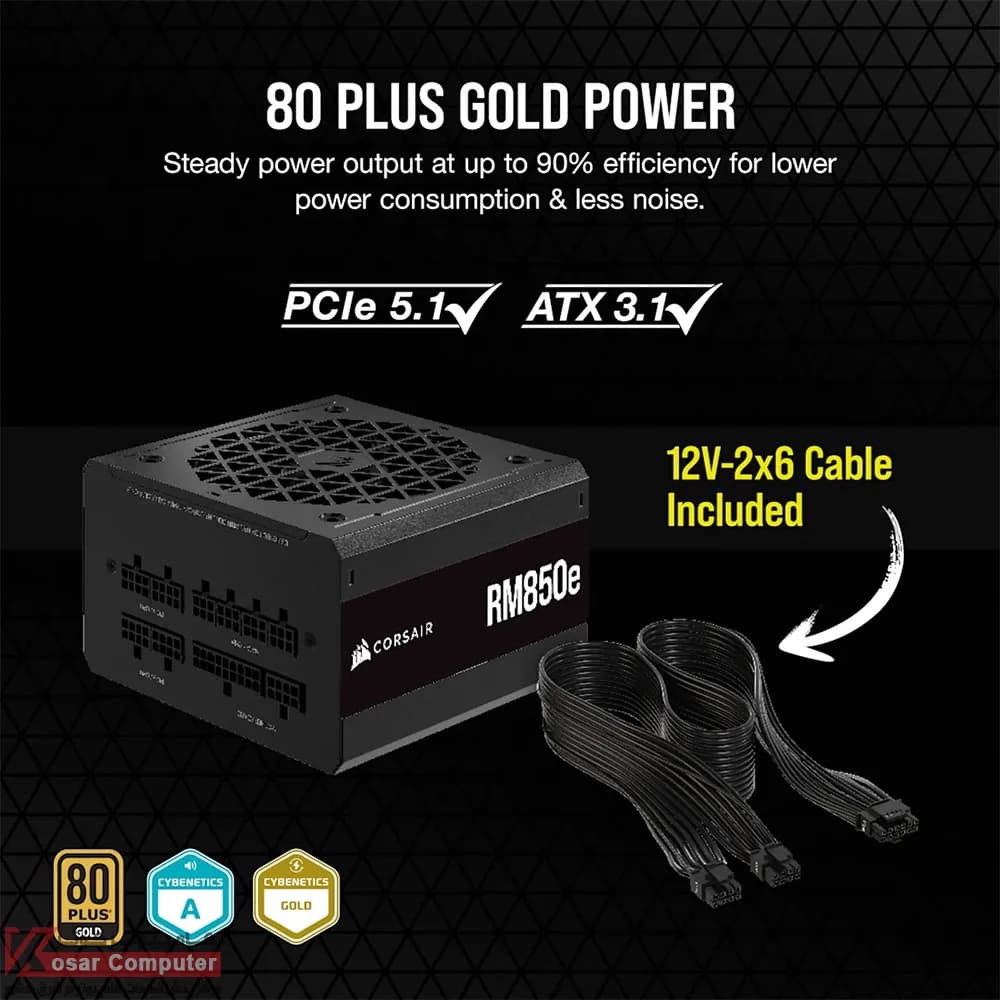 پاور کورسیر فول ماژولار 850 وات مدل RM850e ATX 3.1 — تصویر ۴