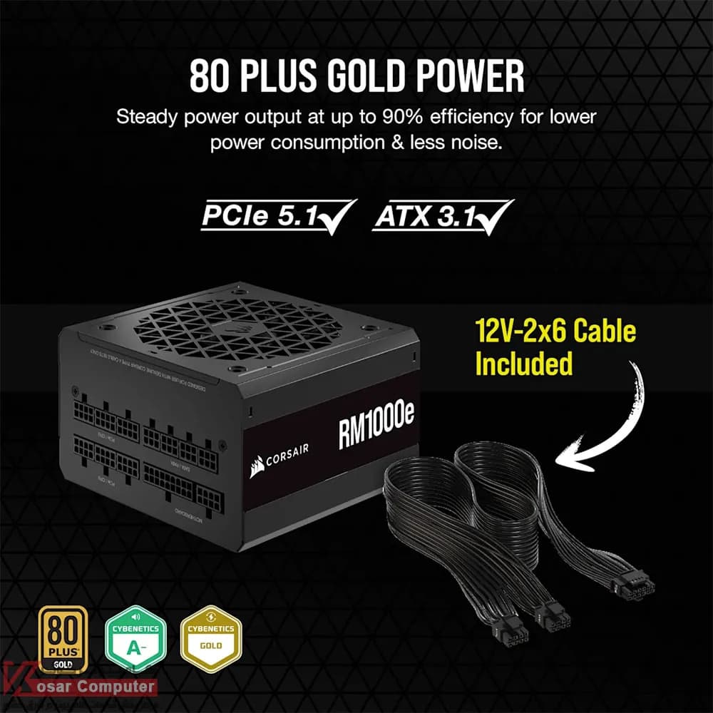پاور کورسیر فول ماژولار 1000 وات مدل RM1000e ATX 3.1 — تصویر ۸
