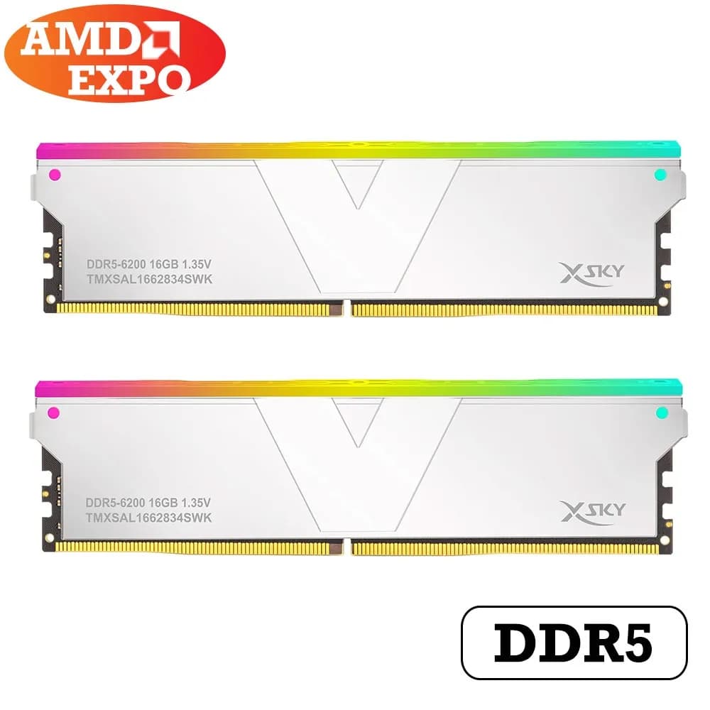 رم وی کالر 32 گیگابایت (2×16) دو کانال DDR5 6000 مدل Manta XSky CL28 — تصویر ۴